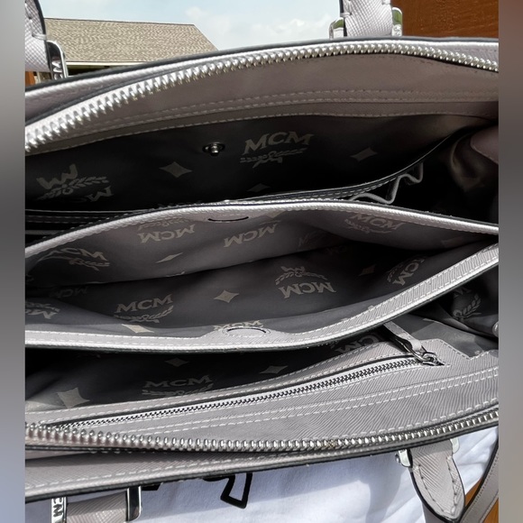 MCM NWOT Saffiano Nuovo Gray Tote Crossbody Bag with Dust bag - Picture 8 of 14